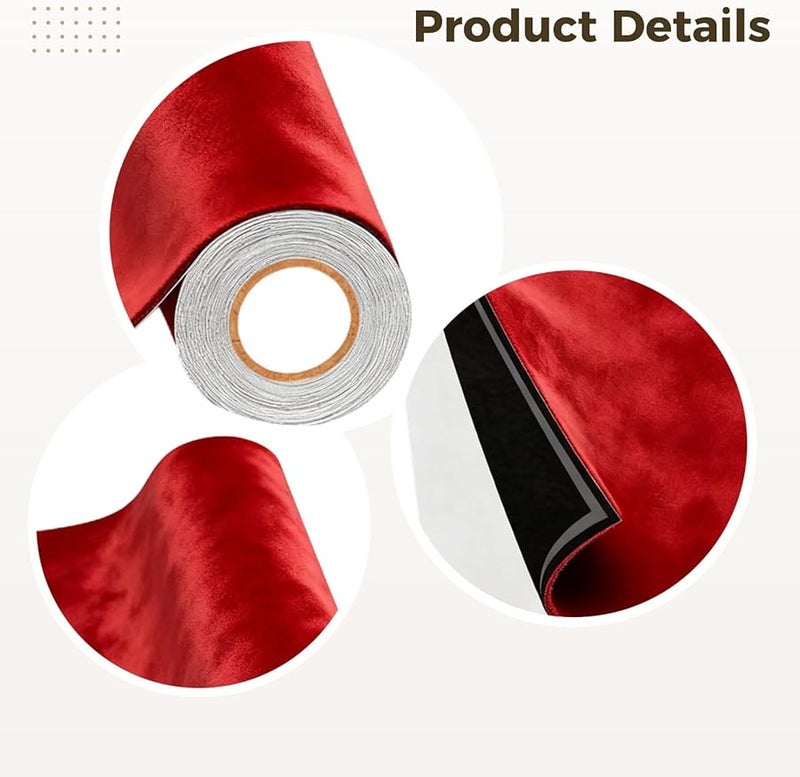 Red Self Adhesive Faux Suede Fabric 16 5x59 Inch For Car Interior Trim And Decor - Image 2